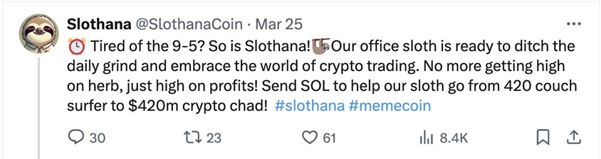 Slothana Tweet 1