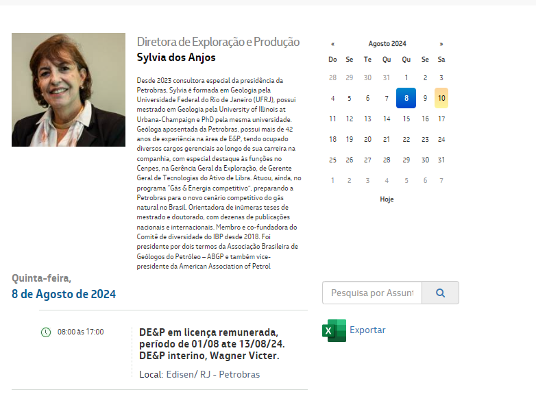 agenda sylvia anjos ago 24 petrobras